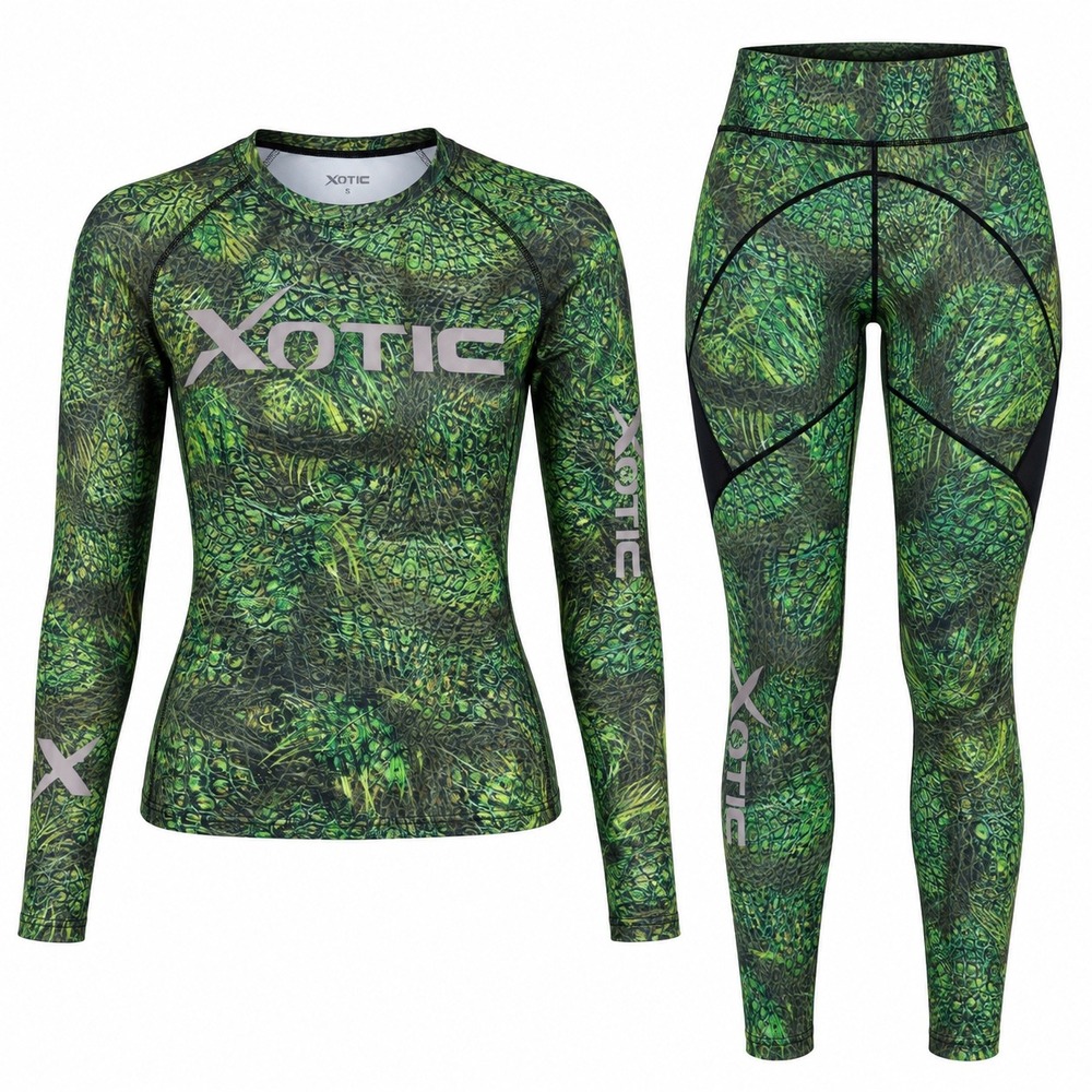 Xotic Womens Camo Fishing Gear XS Polyester Green Alligator Performance Set